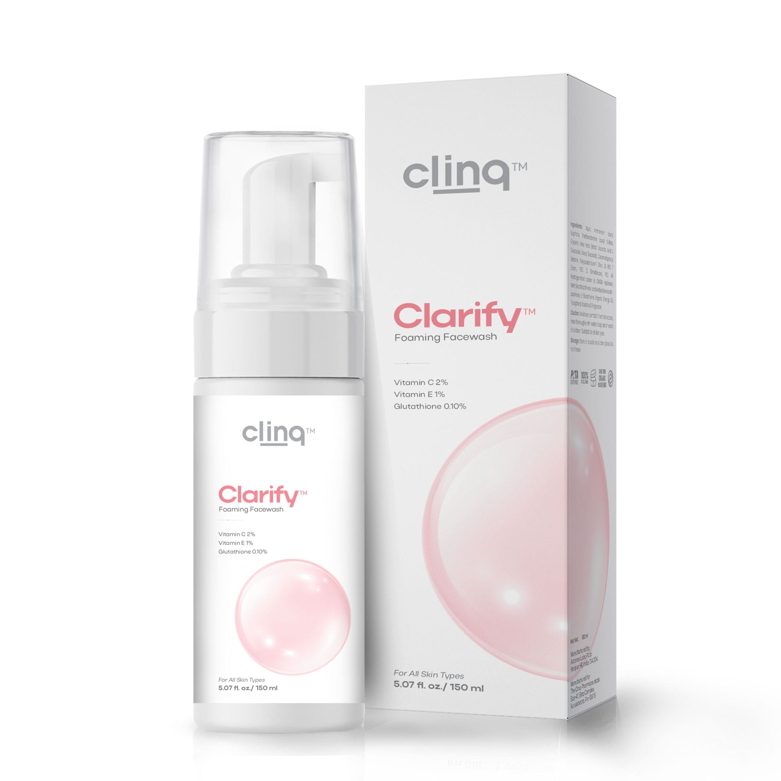 Buy Clarify Glutathione and Vitamin C Foaming Face Wash - theclinq.com